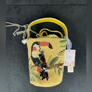 💛🖤Handcrafted Yellow Beaded Toucan Crossbody Bag